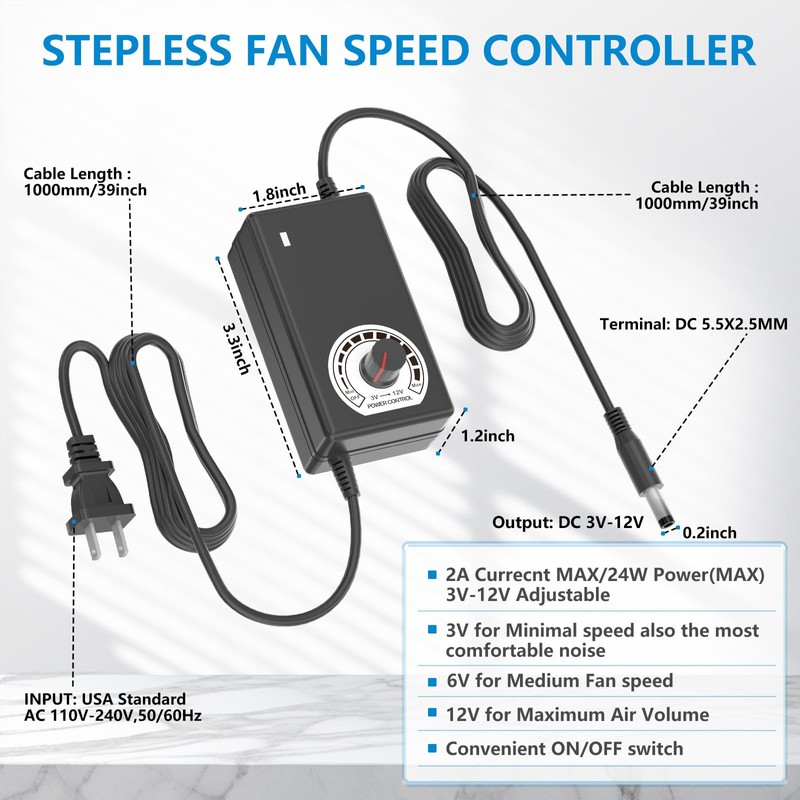 IP67 Waterproof Small 12V Variable Speed Computer Fan with AC
