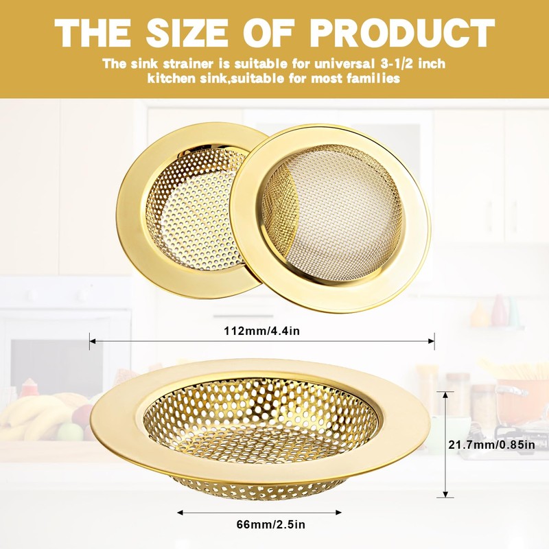 RQYEKDO Kitchen Sink Strainer Stainless Steel with Coarse Mesh &