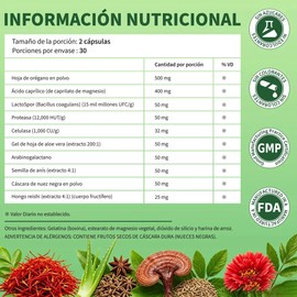 2pzs Candida Cleanse Con Hoja Orégano Ácido Caprílico 60 Cáp Sin Sabor