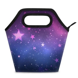 Purple Lunch Bag Lunch Tote Bag Insulated Lunch Box Waterproof Reusable Lunch Bag for Work Outdoor Picnic Trips Men's and Women's Gifts Starry Sky
