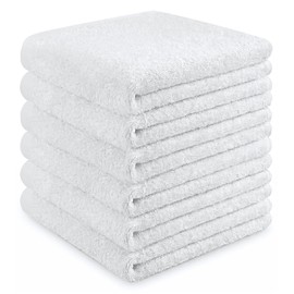 ZHAYAO 6 Pack 100% Cotton Wash Cloth, 12x12Inch Highly Absorbent and Soft Feel Fingertip Towels, Machine Washable Washcloths for Bathroom, Gym, Hotel, Spa and Kitchen, White