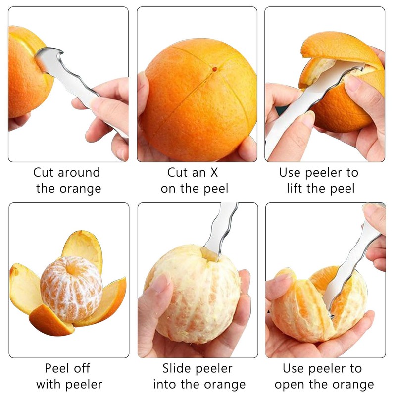 2 Pack, Stainless Steel Orange Peeler tool – Multi-Functional Citrus
