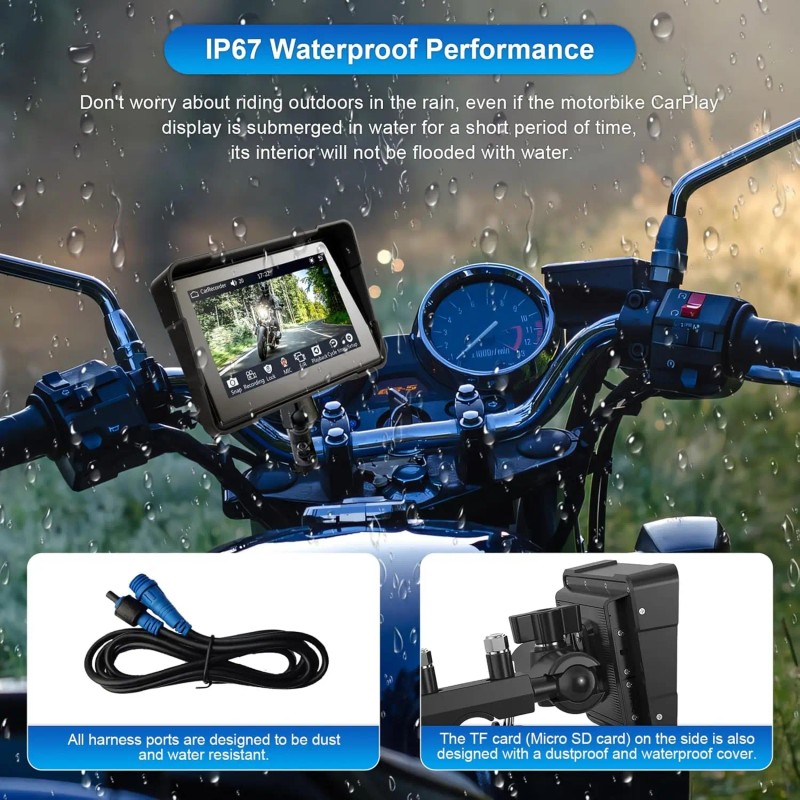 5 Inch Waterproof GPS Navigation Car Stereo Motorcycle Carplay Android