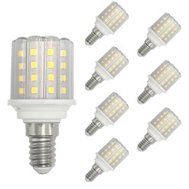 E12 LED Corn Light Bulbs,5W Cool White 6000K, Equivalent to 60W E12 Halogen Bulbs,AC 85-265V, 360° Beam Angle,Small Edison Screw SES LED Corn Lamp, Not Dimmable, Pack of 8