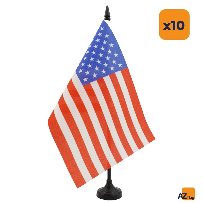 AZ FLAG Pack of 10 USA Table Flags 8.25 x