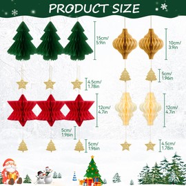 Syoulin-christmas decorations paper indoor vintage,Christmas Tree Decorations,Christmas Table Decoration,10 pieces 3D Paper Honeycomb Christmas Hanging Ornaments