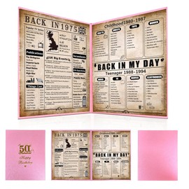 back in 1975 Birthday Poster, 50th Birthday Gifts For Women, 1975 Birthday Gifts Ideas For Her, Happy 50 Years Birthday Present For Mum,Sister, Pink Eco-Friendly Foldable Paper 8×10 Inch