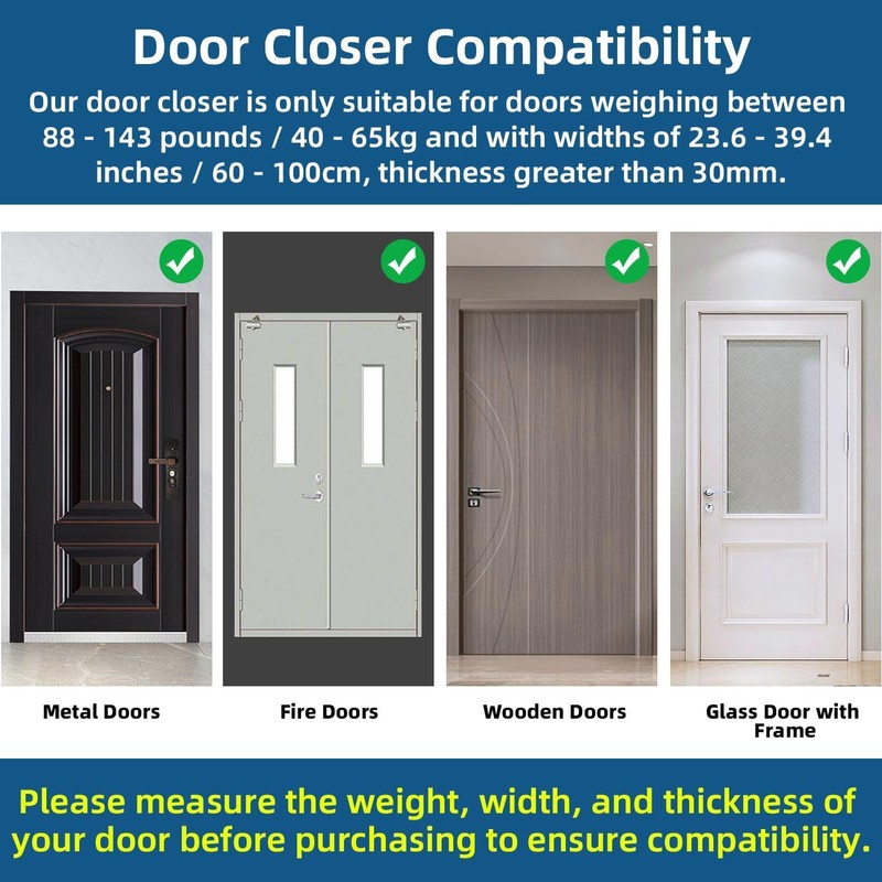 Ougourim Door Closers Commercial Heavy Duty Automatic Door Closer Residential