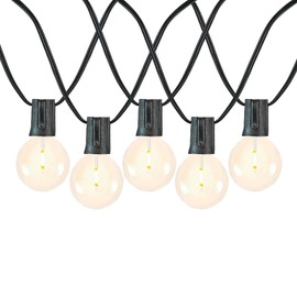 Novelty Lights 50FT G50 Warm White LED Patio String Lights, Outdoor Lights Weatherproof Plastic LED Shatterproof Bulbs, Outdoor Patio Decor (Black Wire)