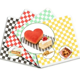 SUPVIB 100Pcs Deli Paper Sheets, 7x7 In Variety Pack Checkered Wax Paper Sheets for Food, Grease Resistant Sandiwch Wrapping Papers for Party, Festival and Outdoors