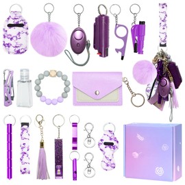Jsngbse Safety Keychain Set for Women, Wristlet Keychain for Women with Bottle Opener, Card Holder, Whistle, Wristlet Strap, Bracelet Keychains Accessories Kit