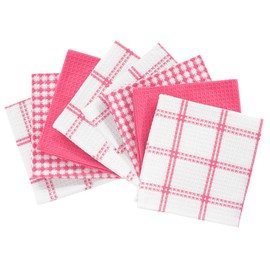 T-Fal Premium Waffle Dish Cloths: Highly Absorbent, Super Soft Long Lasting - 100% Cotton, 12" x 13" Waffle Flat Dish Towel for Cleaning and Drying Dishes, (Pack of 8), Pink