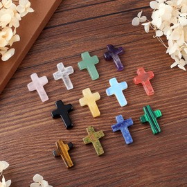 Sahoottie 12 Pcs Crystals Cross Healing Crystals and Gemstones Crystal Gifts for Women Polished Pocket Cross Crystal for Beginner Collection Christian Baptism Religious Gifts 1 Inch