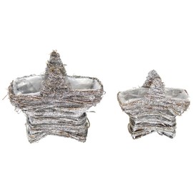 Decoline Rattan Plant Bowl Star B - Silver 2 Pieces - Small and Large