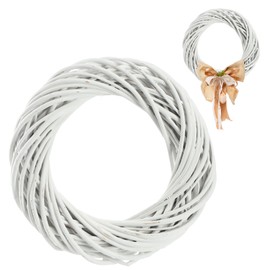 KADAX Decorative Wreath, Ideal as a Door Wreath, Natural Willow Wreath, Rattan Wreath, Table Wreath, Natural Wreath, Willow Ring, Willow Wreath, for Decorating Windows (White, 30 cm)