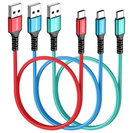 HOTNOW Short USB C Cable 1.5FT 3Pack, 20 inch Portable USB-C QC3.0 Fast Charge Cord for Type c Devices