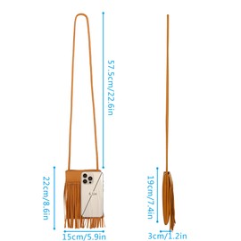 Women Tassel Cowgirl Fringe Shoulder Bag Mini Faux Leather Crossbody Bag Cute Handbag Purse