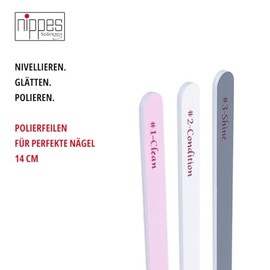 nippes Solingen Nail Shine Polisher, 59/3 Polishing Files Set, 3 Pieces, for Levelling, Smoothing and Polishing Nails