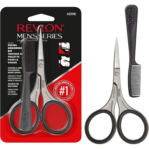 Revlon Men's Beard Grooming Kit, Mustache Trimming Scissors and Facial