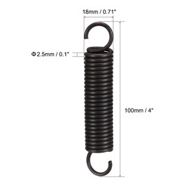 sourcingmap Extension Spring - 2.5mm Wire Dia , 18mm OD , 100mm Free Length Spring Steel Small Dual Hook Tension Spring