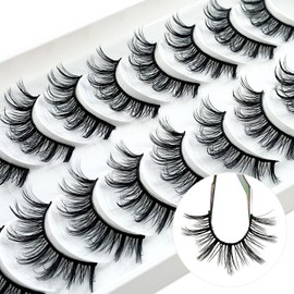 10 Pairs of 3D False Eyelashes, Natural False Eyelash Extensions Set, Handmade Lightweight Eyelashes, Natural Look, Suitable for Work, Dating, Party (Style A)