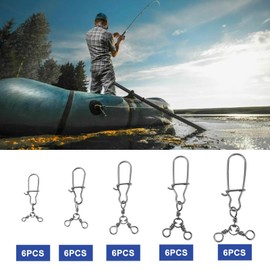 Briny River 30PCS 3-Way Snap Swivels Fishing Tackle 1#/2#/4#/6#/8# Tensile Force 26 Pounds-83 Pounds Nickel-Plated Stainless Steel Three-Way Connector Swivels for Trolling Catfish Rig