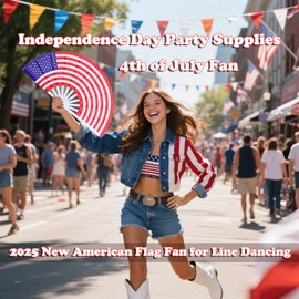 GeGeYa American Flag Fan-Folding Hand Fans-13 inch Large Rave Fan Popping Fan Clacking Fans for Line Dancing Outdoor,Wedding,Party,Decoration (American Flag,1 Pack)