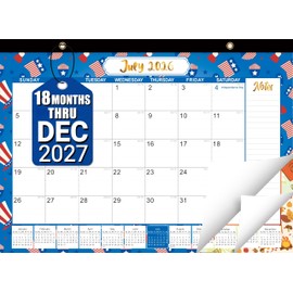 Desk Calendar 2026-2027, Large 18-Month Desk/Wall Calendar, Now Through Dec 2027, 17" x 12", Thick Paper, Large Blocks, Plastic Cover, Monthly Calendar for Home School & Office Easy Organizing
