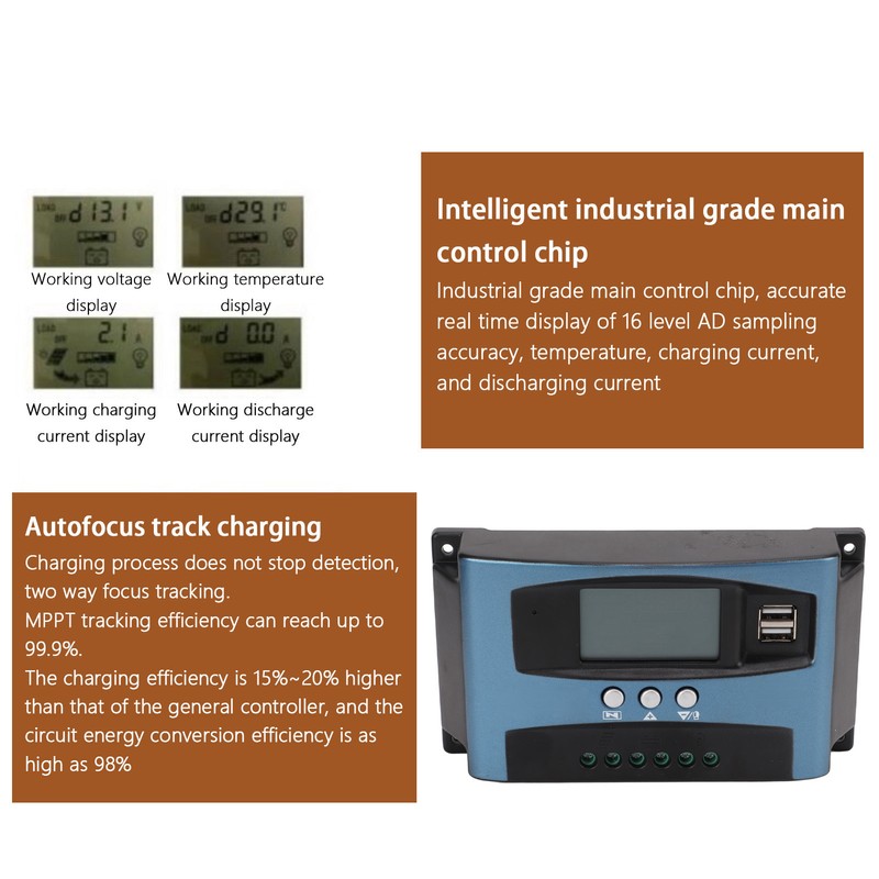 LCD Solar Charge Controller Solar Panel Controller Mobile Phone APP