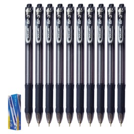 DOLLAR BP-3 Retractable Ballpoint Pens, BLACK, Pack of 10, Fine Point (0.7mm), Smooth Ball Pens, Comfort Rubber Grip, Perfect for School Office Home Business Hospital Nurse Everyday Use