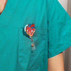 MEDFOLY Heart Badge Holder Medical Anatomy Cardiology Enamel Badge Clip Reels Retractable for Doctor Nurse ID Card Holder