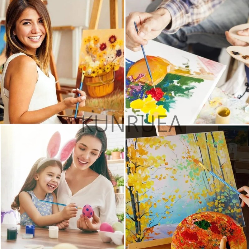 Kunruea 60 Pinceles Para Pintura Acrílico Oleo Acuarela, 6 Palettes