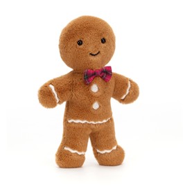 Jellycat Jolly Gingerbread Fred Stuffed Toy, Original 8 inches - Christmas Plush Décor