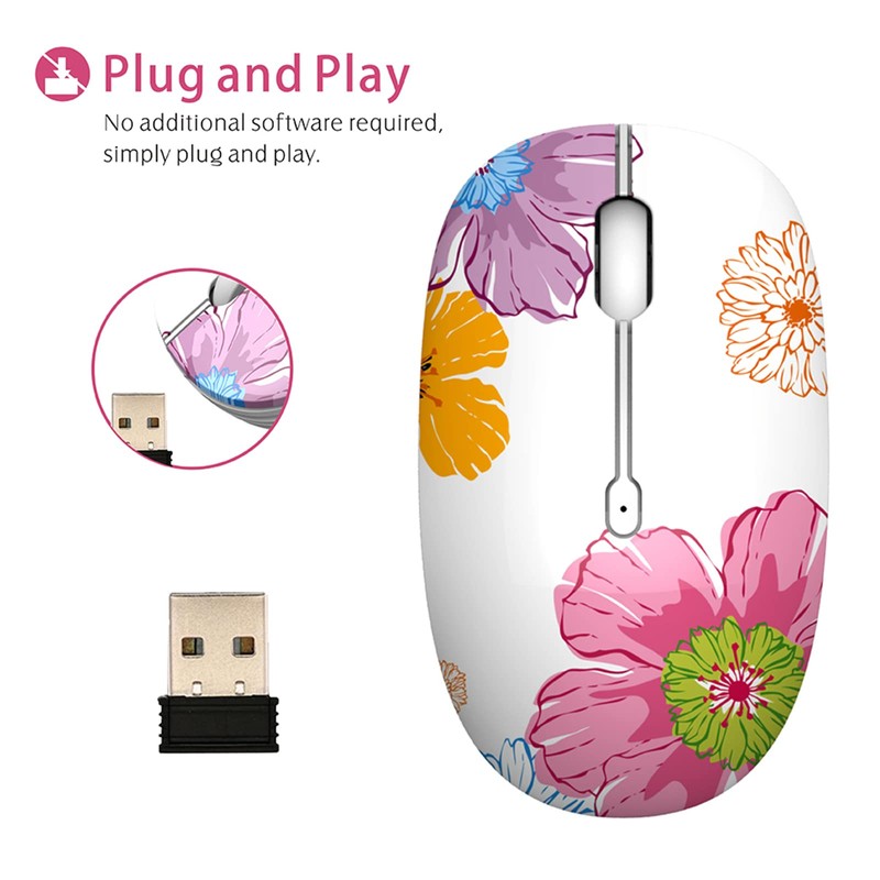 Uiosmuph M101 Wireless Mouse, PC Wireless Mouse, Cute Silent Wireless