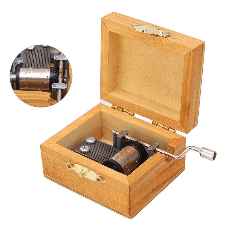 Hand Cranked Music Box Mini Portable Gemini Pattern Retro Style