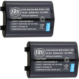 BM Premium 2 Pack of EN-EL18C/ EL18D Batteries for Nikon D4, D4S, D5, D6 Digital SLR Cameras and Compatible with Nikon MB-D12, MB-D17, MB-D18 Battery Grips