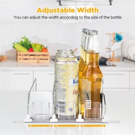 OTraki Drink Organizer for Fridge, 3 Rows Soda Can Drink Dispenser for Refrigerator Space-Saving Can Holders Dispenser with Automatic Pusher Glide and Adjustable Width, Hold up to 15 Cans, Clear