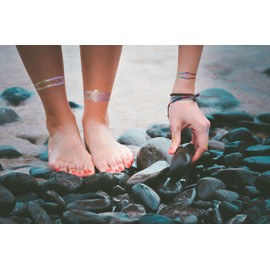 Tatuaje temporal holográfico decorativo de pulseras y mandalas 1 paquete con 6 planillas de