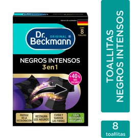 Dr. Beckmann Toallitas Negros Intensos para Renovar Los Tonos Negros y Fibras, 1 Caja con 8 Pzas