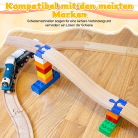 Pack of 28 Wooden Railway Rail Adapters, Wooden Railway Rail Adapter Railway, Railway Toy Accessories, Adapter for Wooden Railways Made of Plastic, Suitable for Children Aged 3-5