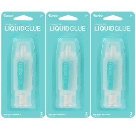 Darice Liquid Glue 3 Pack - 1 Oz Adhesive Glue for Scrapbooking Photo Mounting - Crafting Glue with Dual Tip Dispenser for Precise to Full Coverage - Dries Clear
