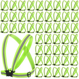 Shyyween 50 Pcs Reflective Vest High Visibility Safety Vest Adjustable Reflective Running Gear Reflective Suspenders for Women Men Cycling Hiking Jogging Dog Walking