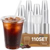 110 Set 16oz Disposable Smoothie Cups with Lids and Straws