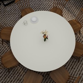 Zinkooat Round Table Pad, 1.8mm Thick, 30 Inch Diameter, Leather Table Cover and Protector for Dining Table Top (White+White)