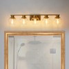 PAZALA Brushed Brass Bathroom Light Fixtures Over Mirror 5-Lights Vanity