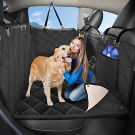 ROUWINNE Back Seat Extender for Dogs-with Removable Soft Blankets, Hard Bottom Dog Car Seat Cover for Back Seat, Sturdy Backseat Extender for Dogs, Waterproof Dog Hammock for Car, SUV