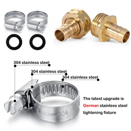 SIGURANTA Garden Hose Repair Connector with Clamps Hose End Repair Kit,5/8" Barb Garden Hose Fittings Male and Female brass garden hose ends (5/8"Barb-10 Set)