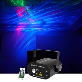 Sharelife Mini Red Green Hypnotic Aurora Laser Effect Mixed Red Green Blue Watermark LED Background Projector Light Remote Music Auto for DJ Party Show Home Gig Xmas Stage Lighting W-A200RG
