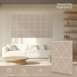 12 Pack Felt Acoustic Panels, 16"x12"x0.4" Large Acoustic Wall Panels, Self-Adhesive Sound Absorbing Panels for Recording Studios & Offices, Camel Felt+White Decorative Acoustic Panels