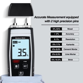 XinJiaYi Digital Wood Moisture Meter, 8-in-1 Moisture Meter Wall, Wood Moisture Meter for Firewood/Wood/Drywall/Brick/Plaster/Floor - Water Leak Sensor Detector & Moisture Tester Grey
